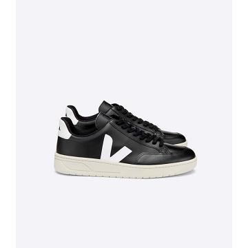 Veja V-12 LEATHER Sneakers Dames Black/White | NL 666VRW